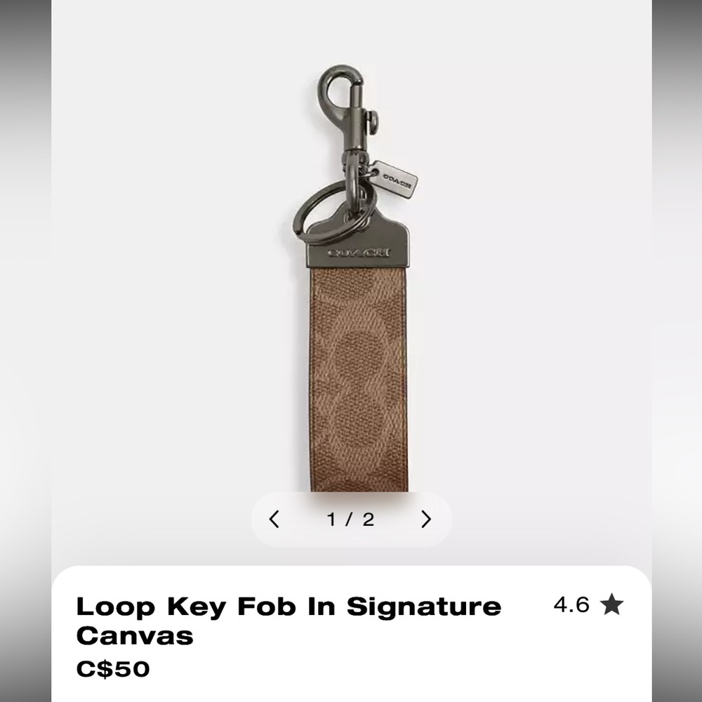 Coach Tan Signature Canvas Key Fob